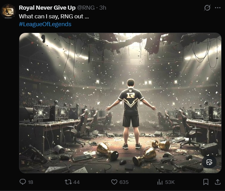 RNG官推宣布退出LPL:What can i say,RNG out